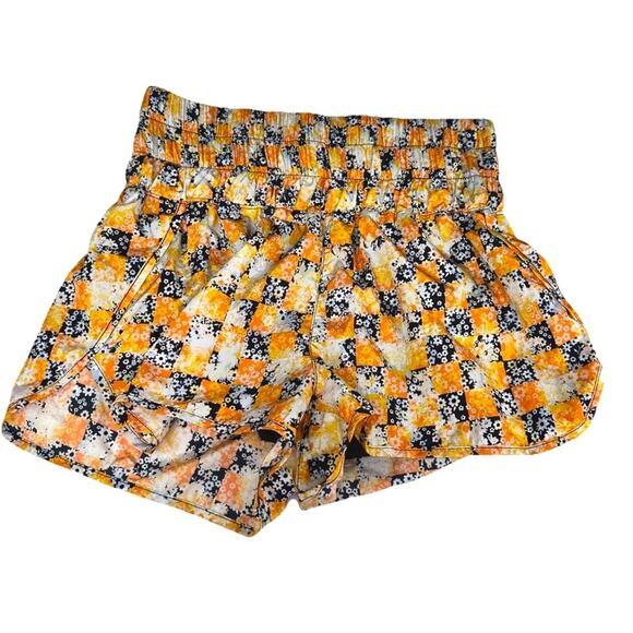 Free People Movement Shorts Women’s Medium M Floral Checkered High Rise Athletic - Picture 1 of 9